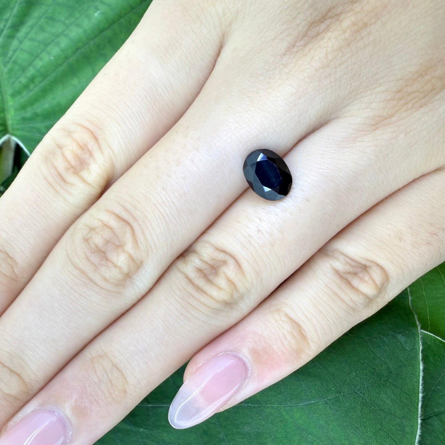 Loose Black Spinel gemstone, oval shape