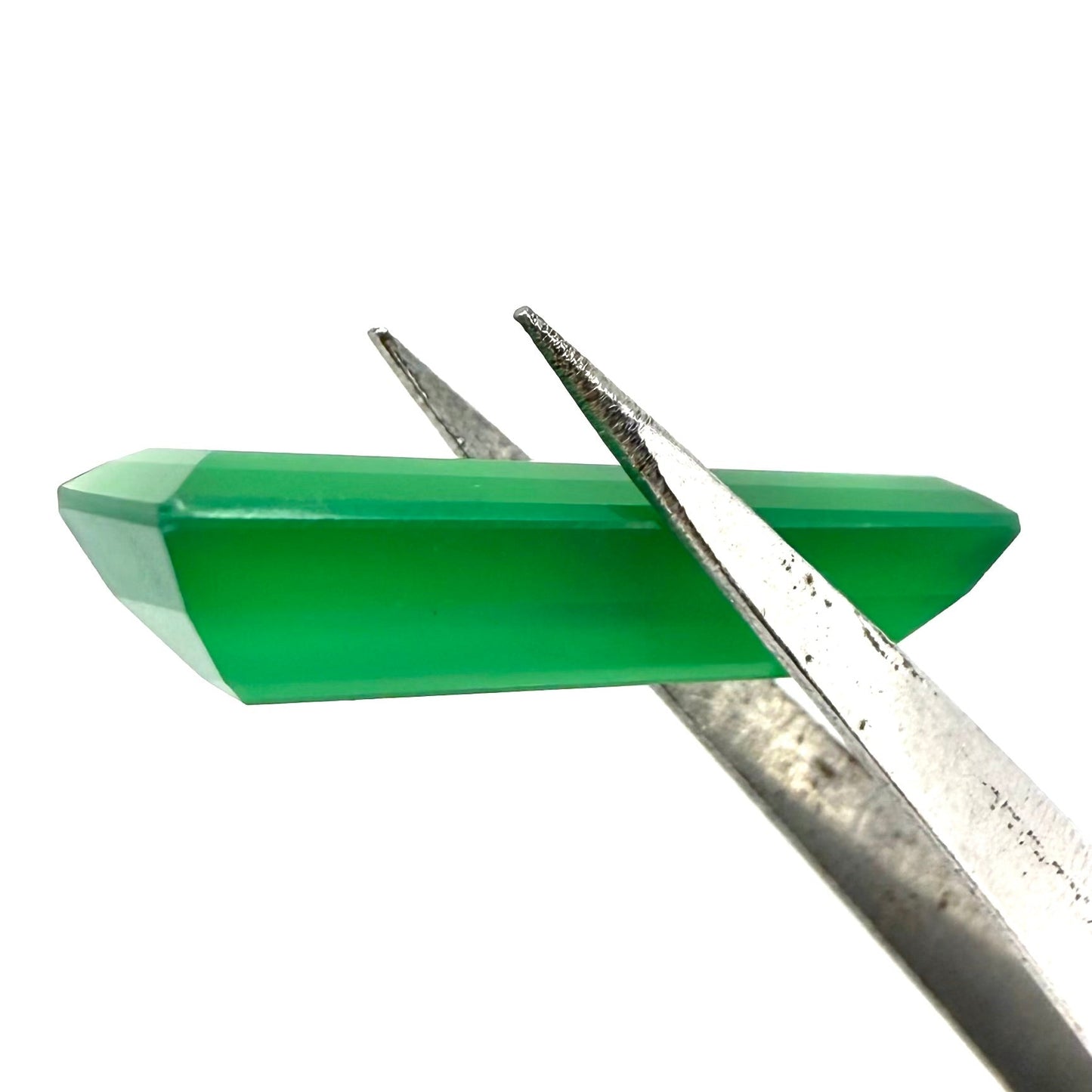 Vibrant Green Chalcedony Baguette 9.15 Ct