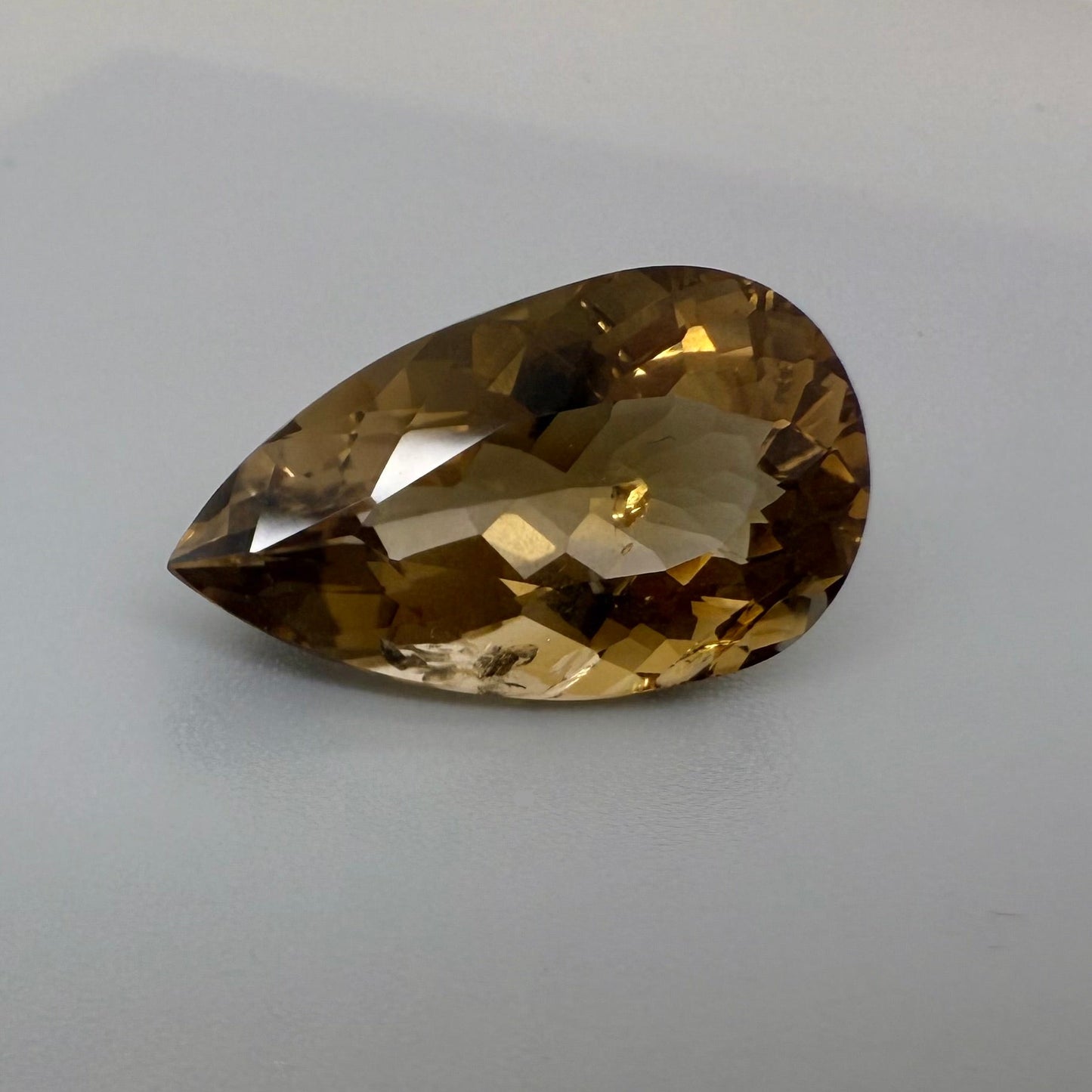 Big Golden-Brown Citrine Pear 17.37 Ct