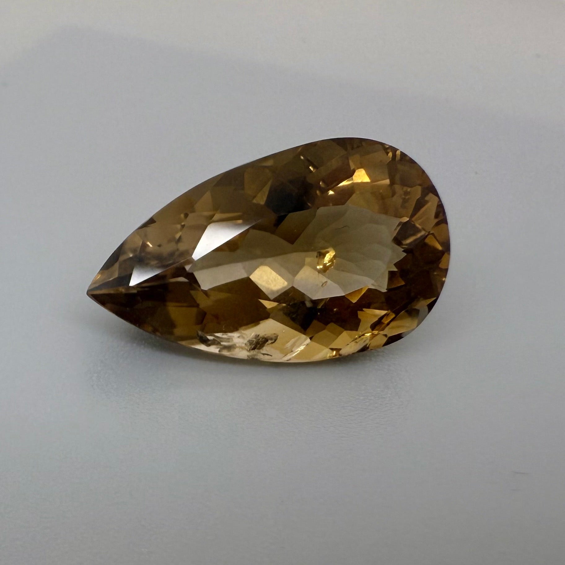 Natural Gold Brown Citrine gemstone, pear shape