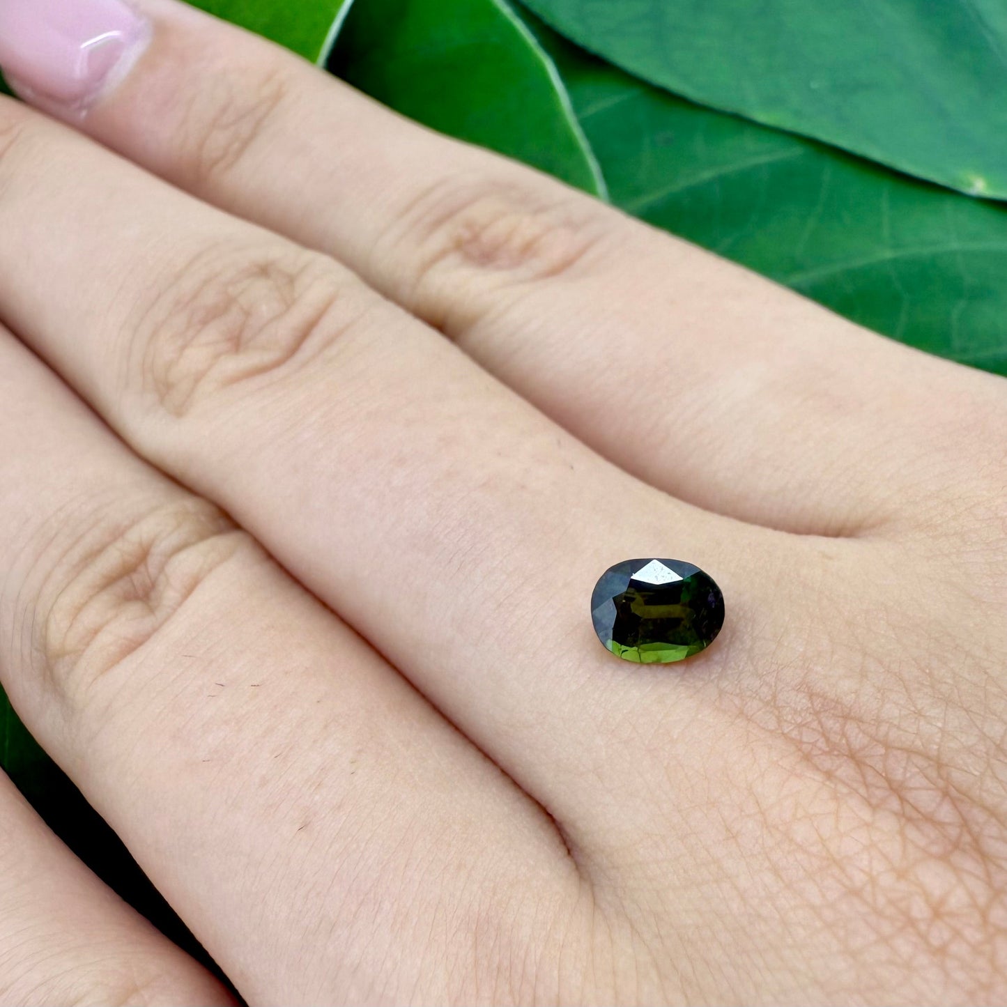 Natural Green Sapphire gemstone, cushion cut