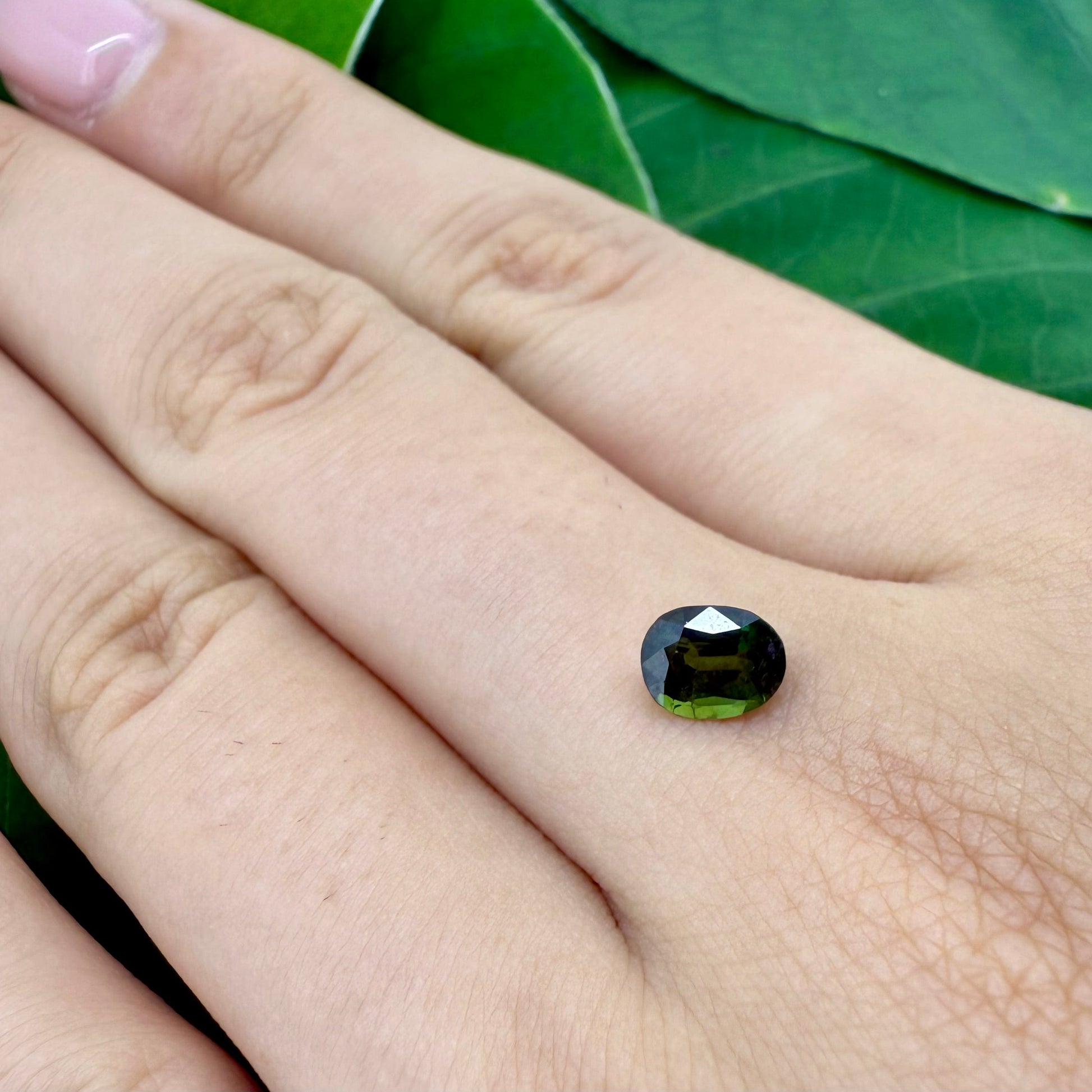 Natural Green Sapphire gemstone, cushion cut
