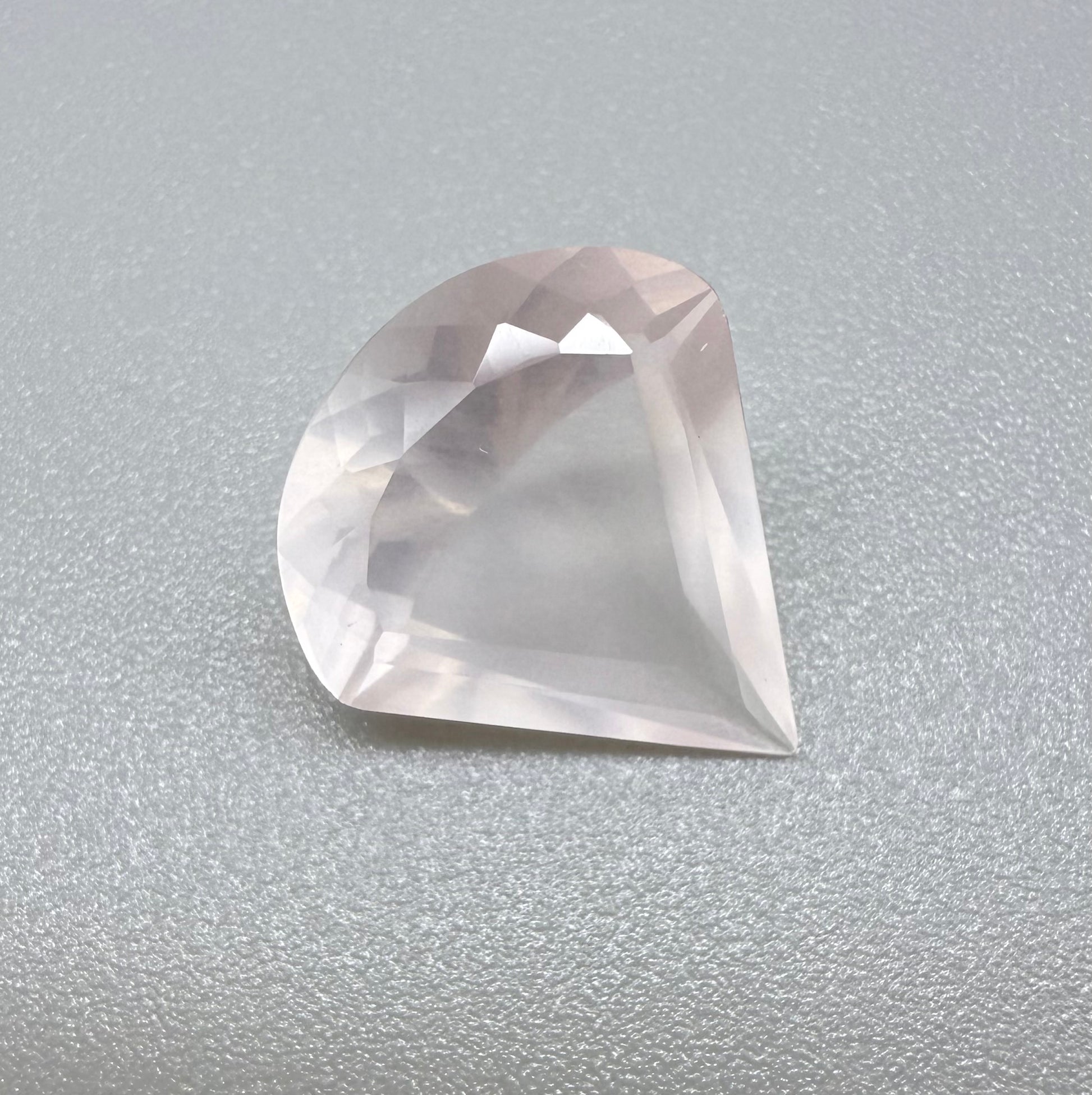 Loose Pale Pink Rose Quartz gemstone, fancy pear cut