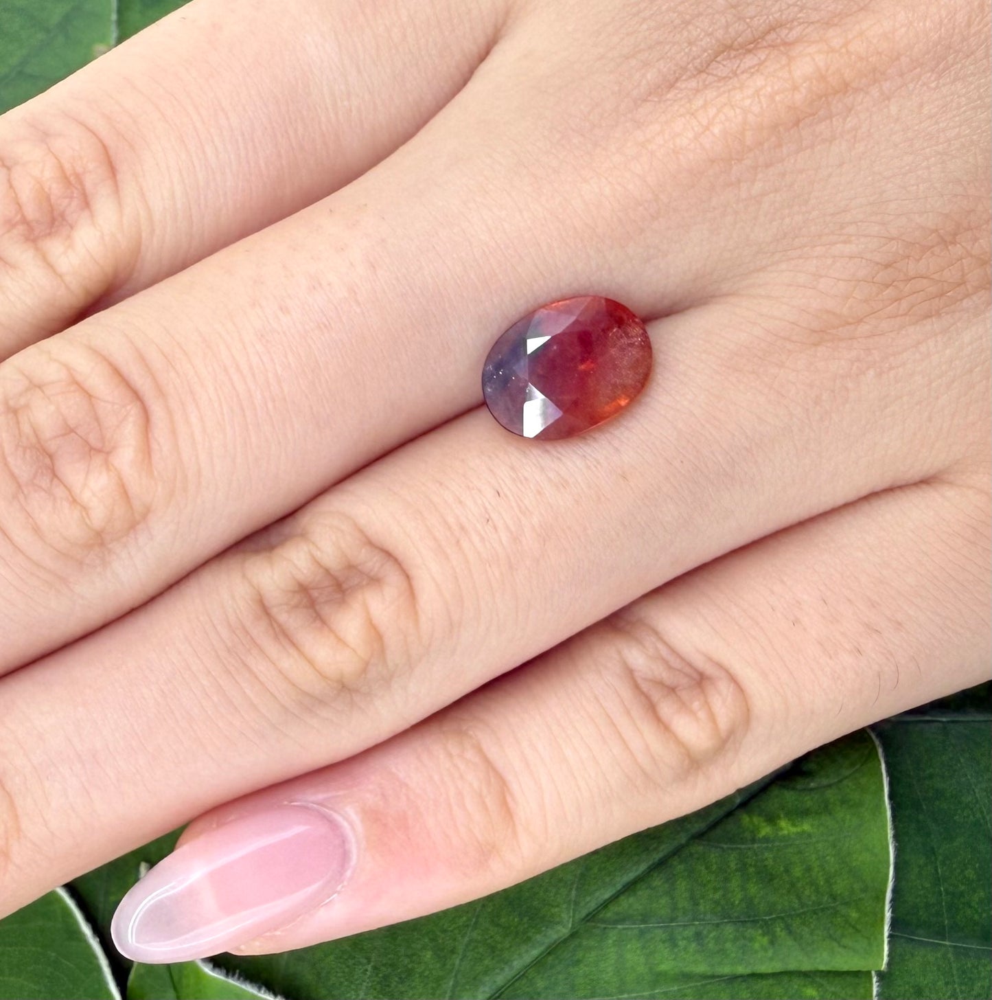Bi-Color (Orange Red, Blue) Sapphire Oval 2.79 Ct
