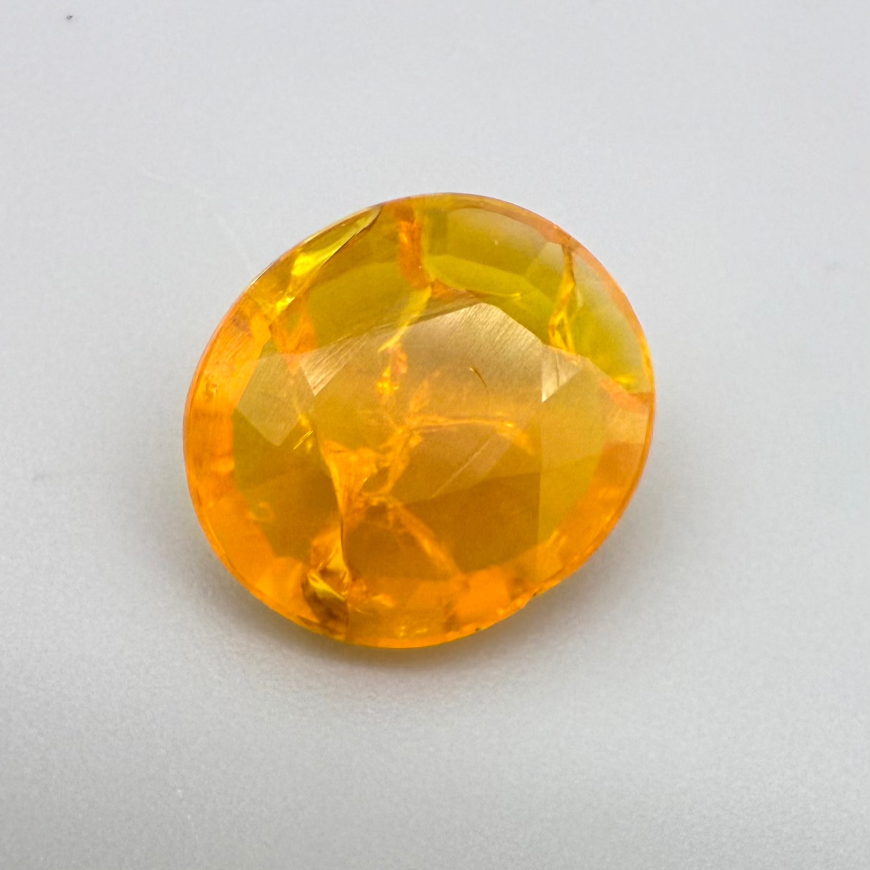 Natural Orange Fire Opal gemstone, oval shape