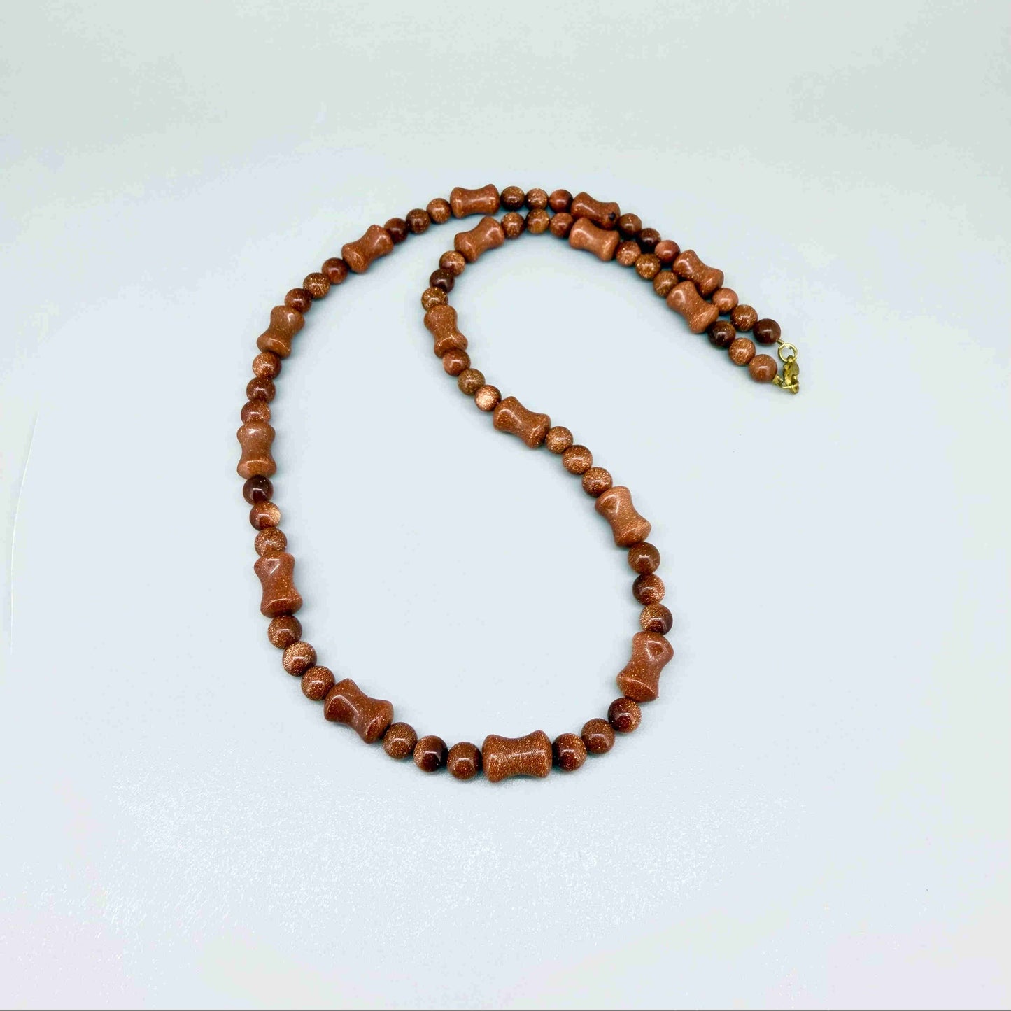 Goldstone necklace in warm brown tones, 50 cm