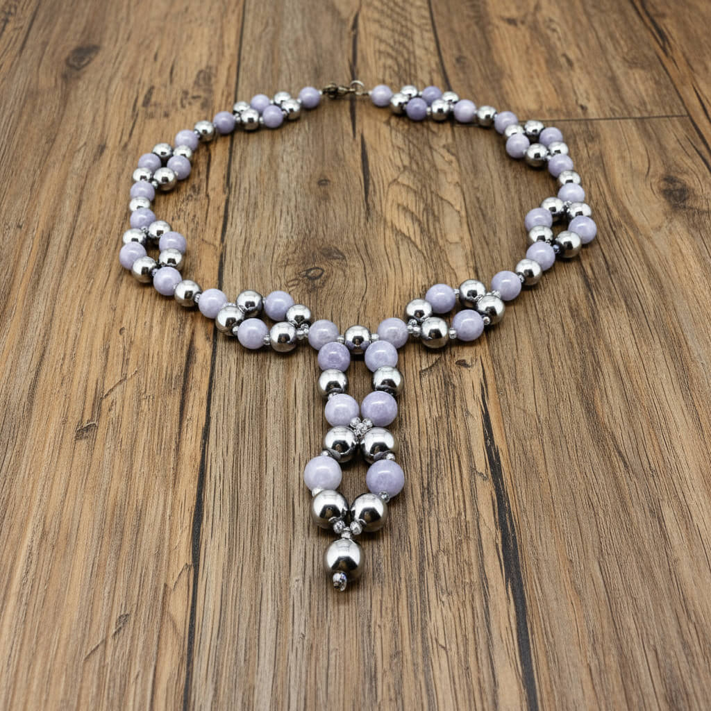 Aquamarine & Hematite Beaded Necklace