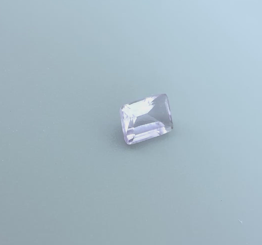 Natural Light Purple Amethyst gemstone, rectangular cut