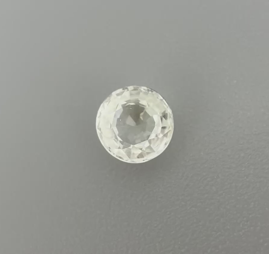 Natural White Sapphire gemstone, round cut