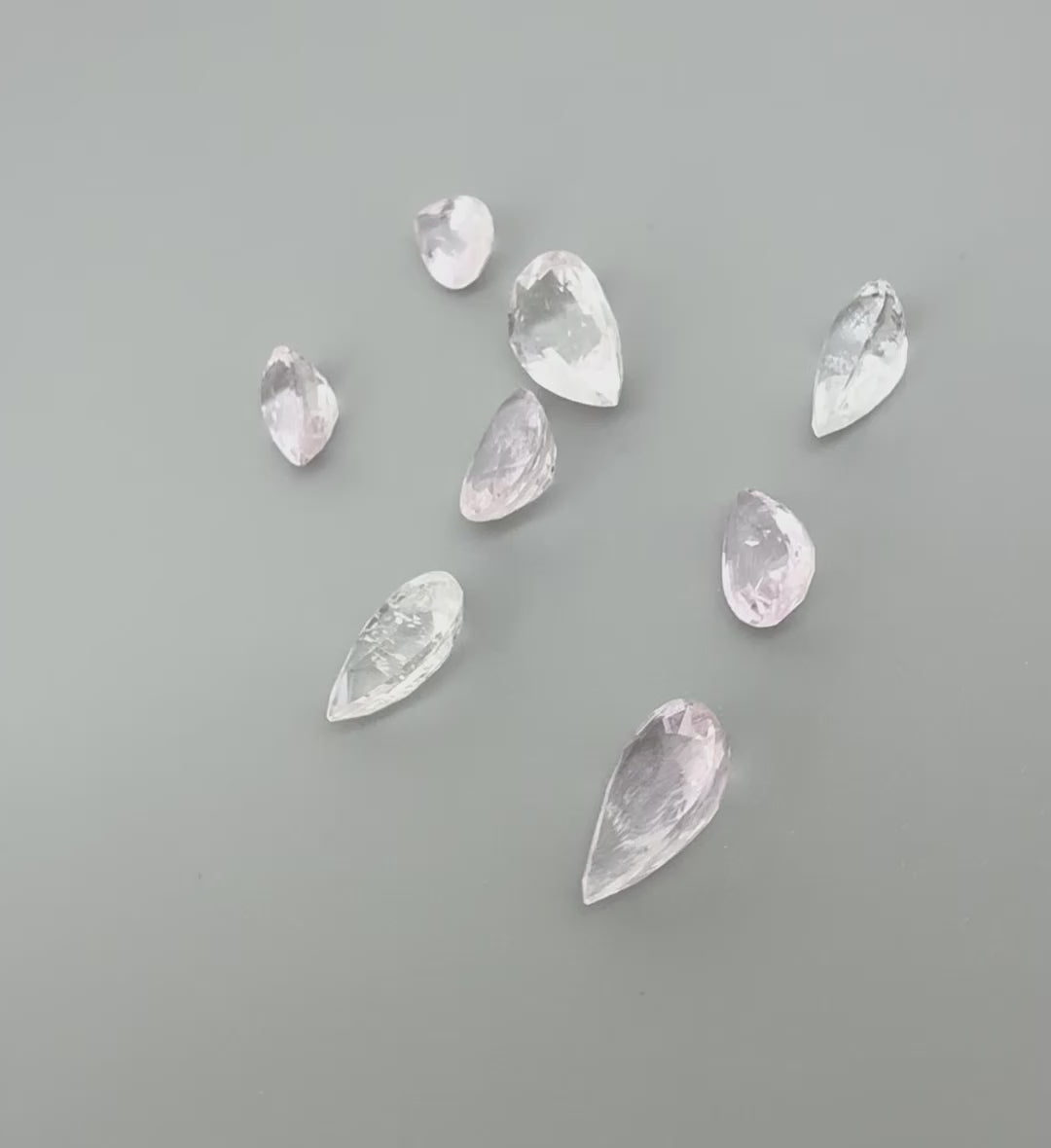 Natural Pale Pink Morganite gemstone lot, pear cut