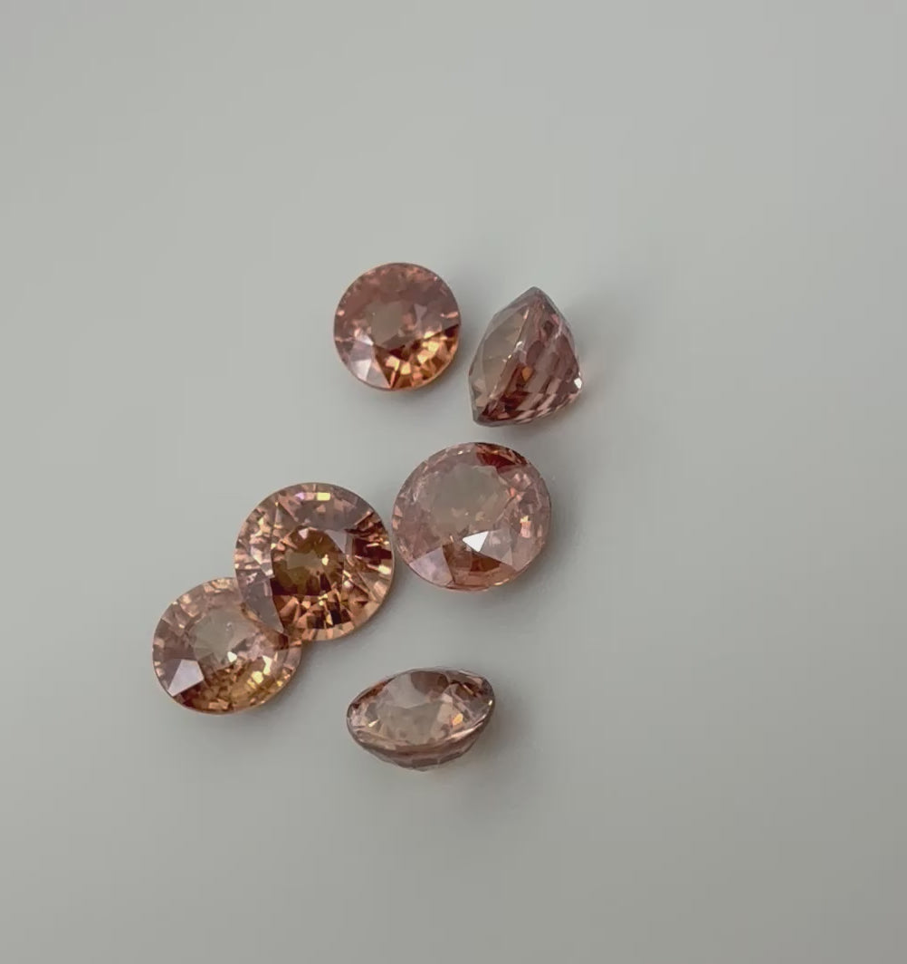 Loose Peach-Pink Zircon gemstone lot, round