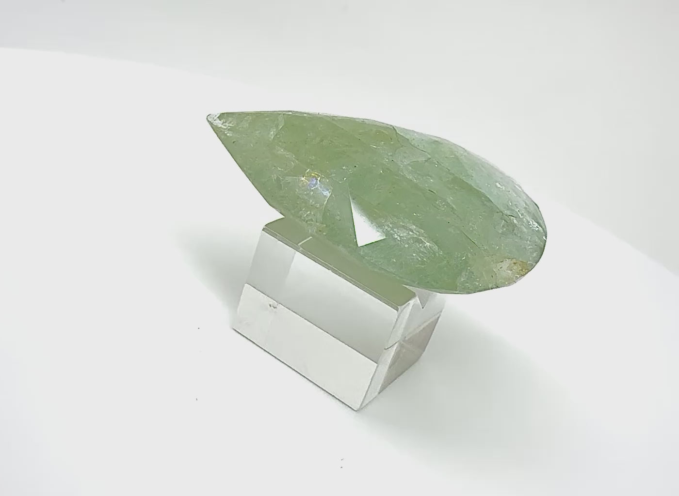 Natural Huge Pale Green Aquamarine gemstone, pear cut