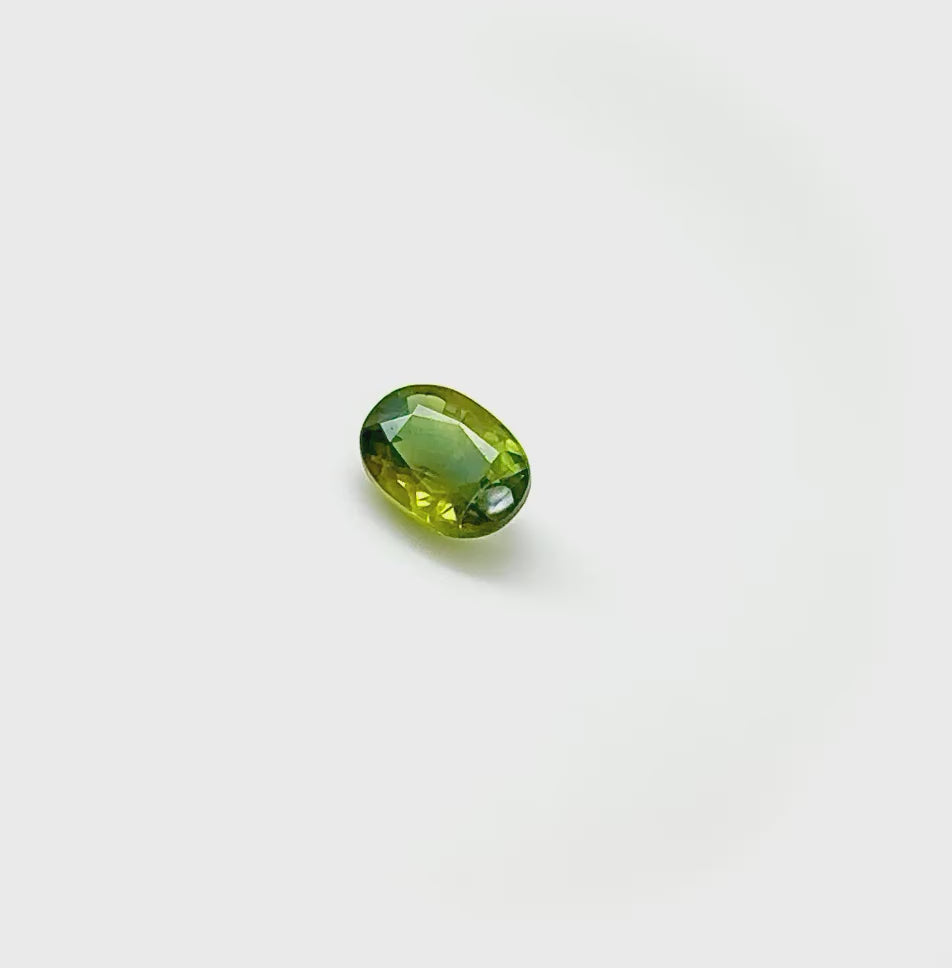 Natural Green, Yellow, Brown Sapphire gemstone, oval cut