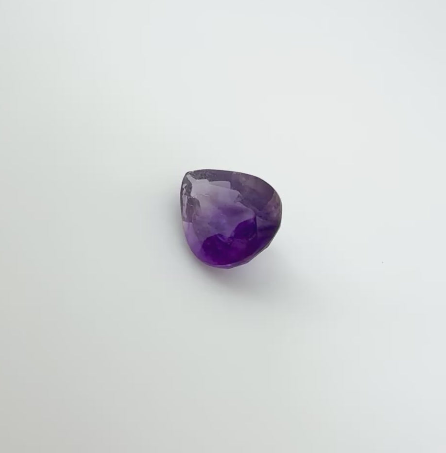 Natural Purple White Amethyst gemstone, pear cut
