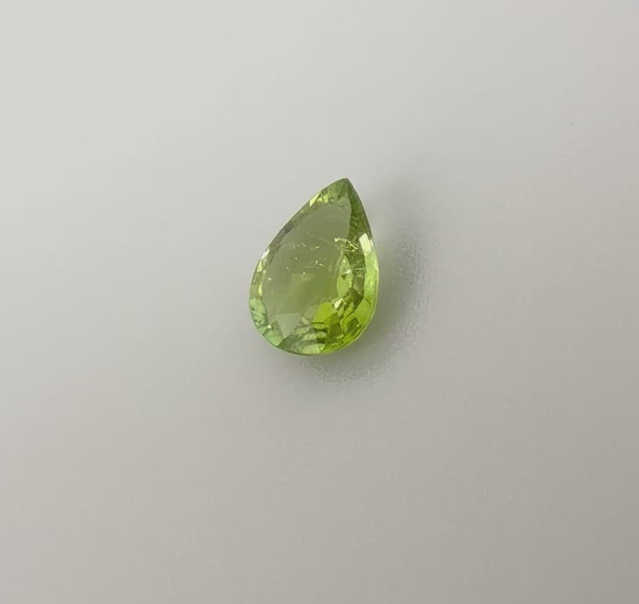 Natural Yellowish Green Tourmaline gemstone, pear cut