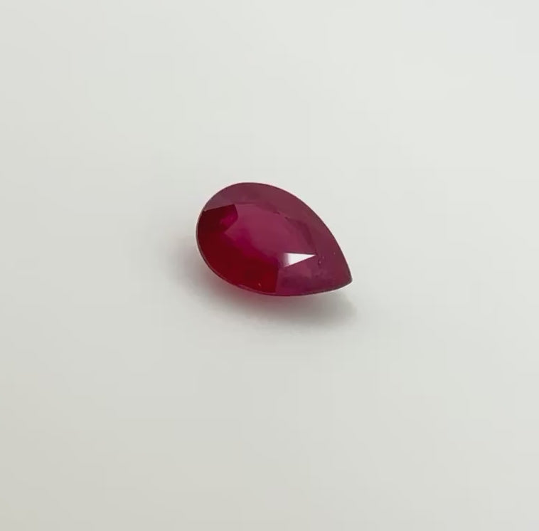 Natural Pinkish Red Ruby gemstone, pear cut