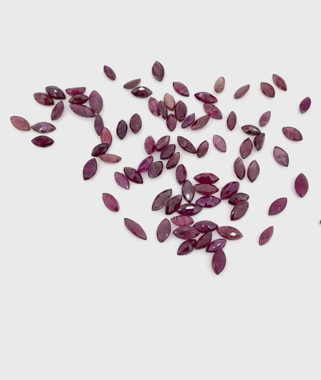 Natural Multi Red hues Ruby gemstone lot, marquise cut