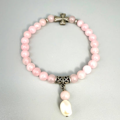 Rose Quartz Gemstone Bead Bracelet