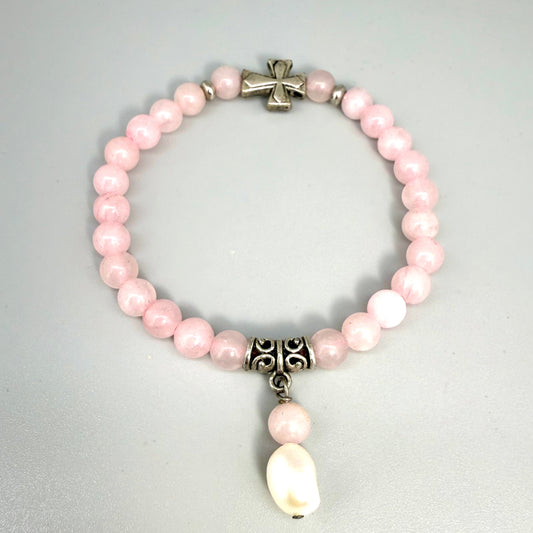 Rose Quartz Gemstone Bead Bracelet
