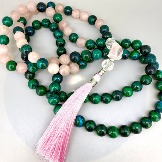 Chrysocolla Rose-Quartz Mala