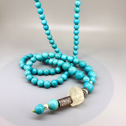 Howlite mala necklace – natural gemstone beads, handmade meditation jewelry