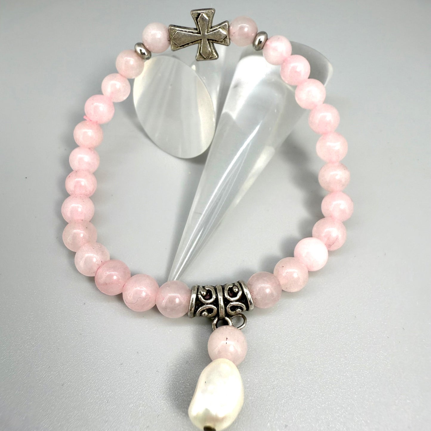 Rose Quartz Gemstone Bead Bracelet