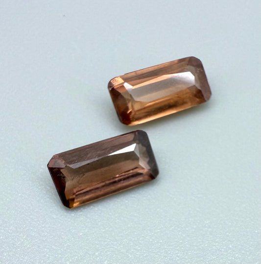 Peach Zircon Set Emerald Cut 1.89 Ct