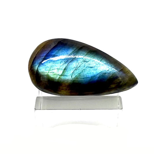 Multi-Color (Blue, Green, Golden-Brown Hues) Labradorite Pear Blue Silky Sheen 14.93 Ct