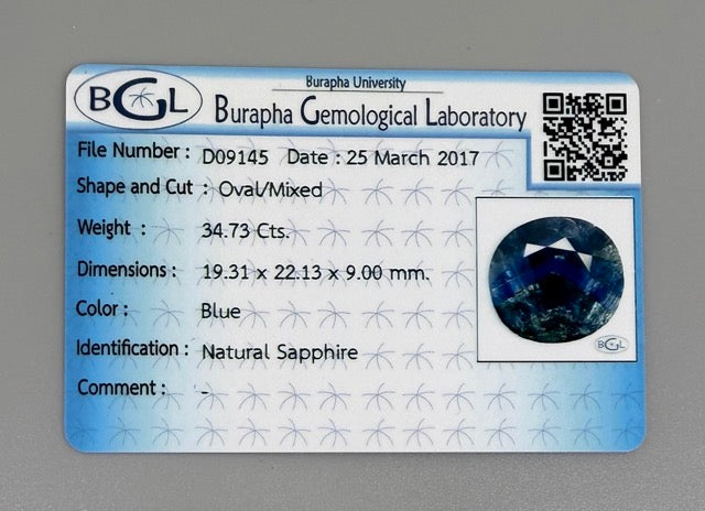 Huge Multi-Color (Blue Hues, Green-Greyish) Sapphire Oval Silky Sheen - 34.73 Ct