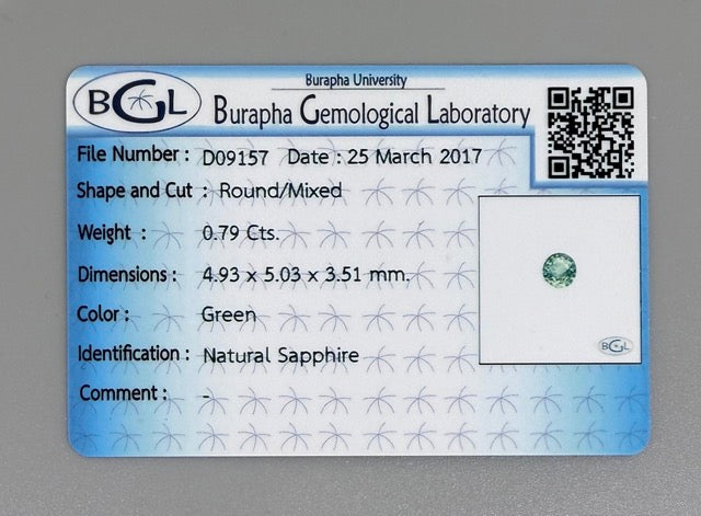 Soft Green Sapphire Round 0.79 Ct