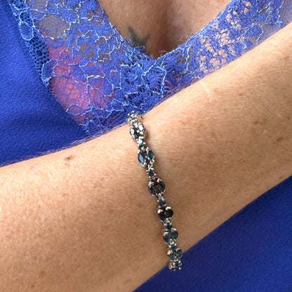 White gold plated sapphire bracelet in sterling silver 