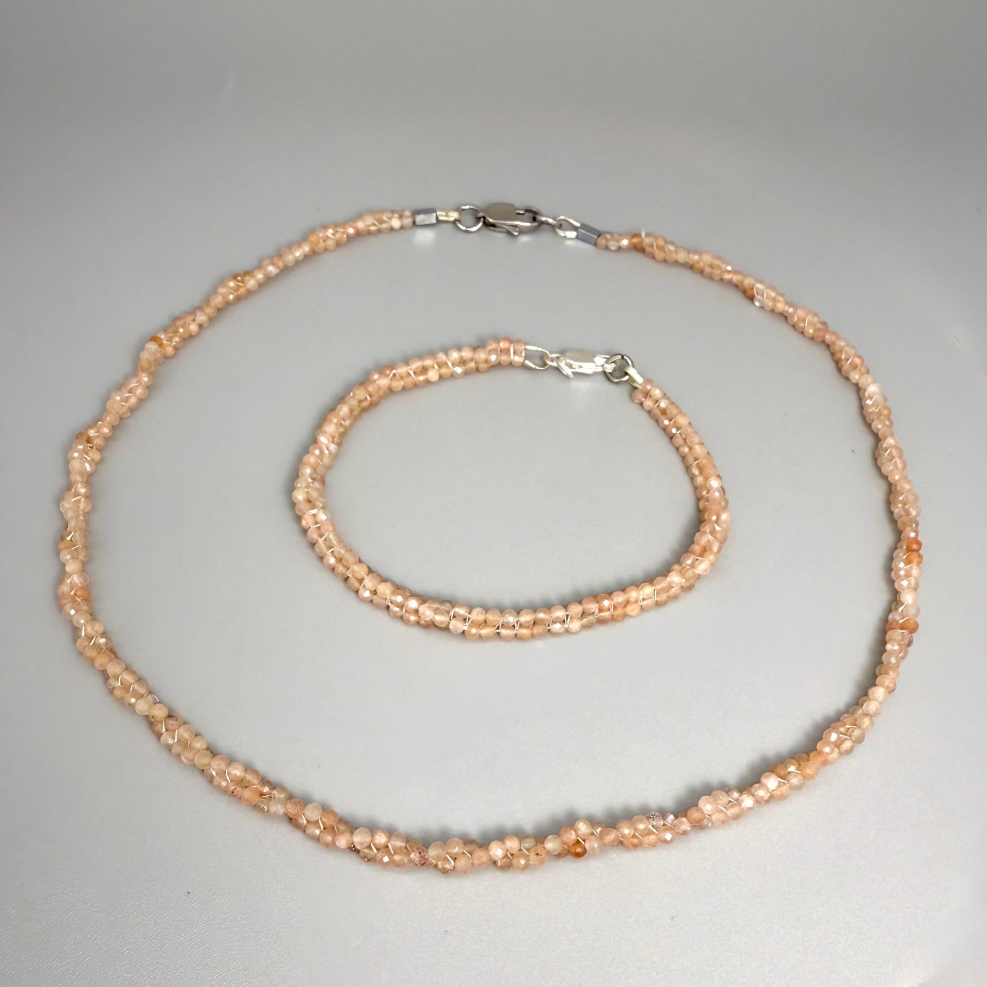 Fine Sunstone gemstone beads Necklace & Bracelet
