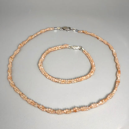 Fine Sunstone gemstone beads Necklace & Bracelet