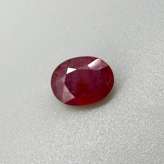 Pinkish Red Ruby Oval 6.3 Ct