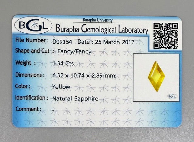 Bright Yellow Sapphire Fancy 1.34 Ct