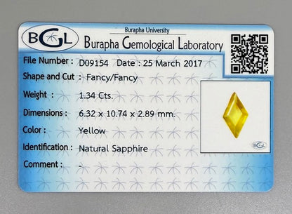 Bright Yellow Sapphire Fancy 1.34 Ct