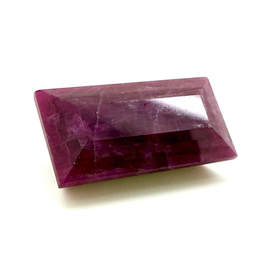 Big Pinkish Red Marbled Ruby Baguette 19.3 Ct