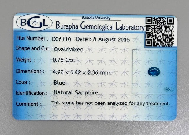 Light Blue Sapphire Oval 0.76 Ct