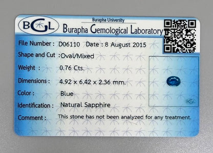 Light Blue Sapphire Oval 0.76 Ct