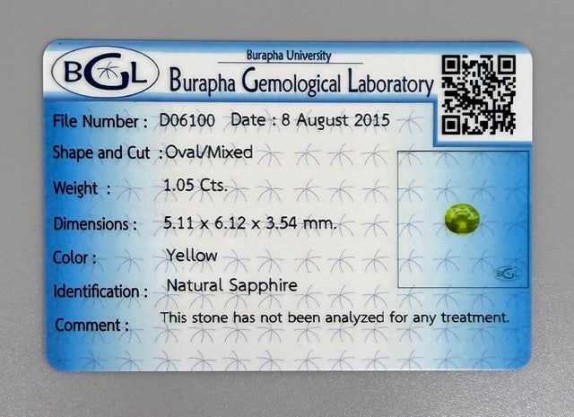 Warm Vivid Yellow Sapphire Oval - 1.05 Ct