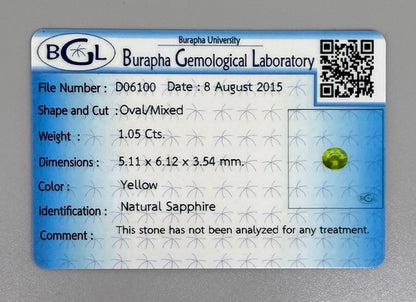 Warm Vivid Yellow Sapphire Oval - 1.05 Ct
