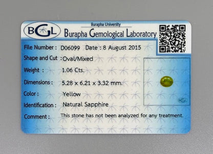 Bright Yellow Sapphire Oval - 1.06 Ct