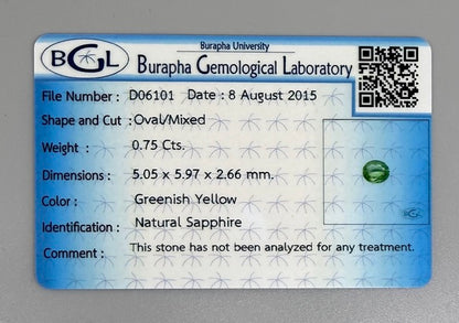 Vivid Lime Green Sapphire Oval 0.75 Ct