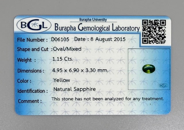 Multicolor Sapphire - yellow-green domincance- Oval - 1.15 Ct