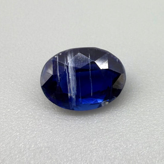 Royal Blue  White Striped Kyanite Oval 1.88 Ct