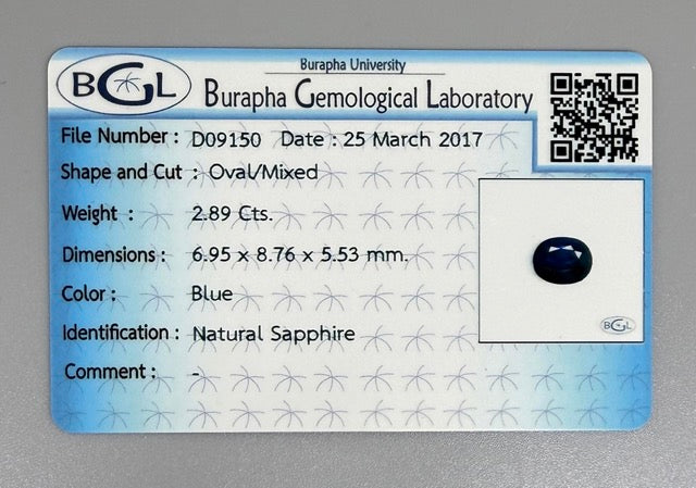 Dark Vivid Blue Sapphire Oval 2.89 Ct
