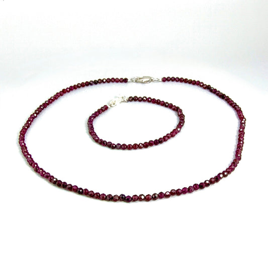 Fine Pyrope Garnet gemstone bead necklace & bracelet