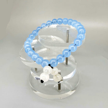 Blue jade mala bracelet made from natural blue jade beads, designed for harmony, emotional balance, and everyday wear.