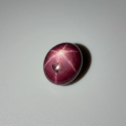 23.7 ct natural Bordeaux-Red Star Ruby cabochon from Mozambique with a clearly defined star and polished dome.