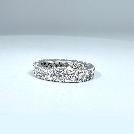 White gold plated silver ring cubic zirconia